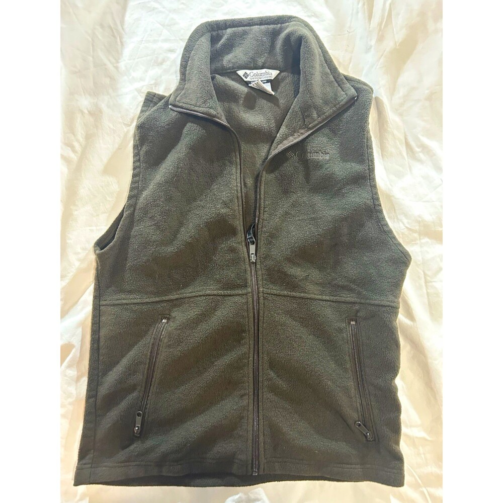 Columbia Men's Gray Full Zip Vest Size M Stand-Up Collar Zip Pockets